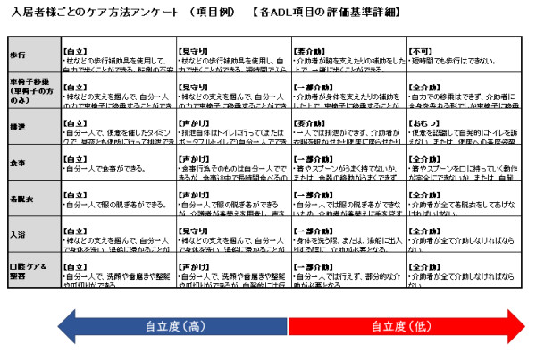 （図：アンケート項目サンプル）